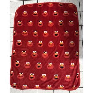 Sesame Street Elmo Red Faces Toddler Baby Fleece Blanket 50 years SOFT